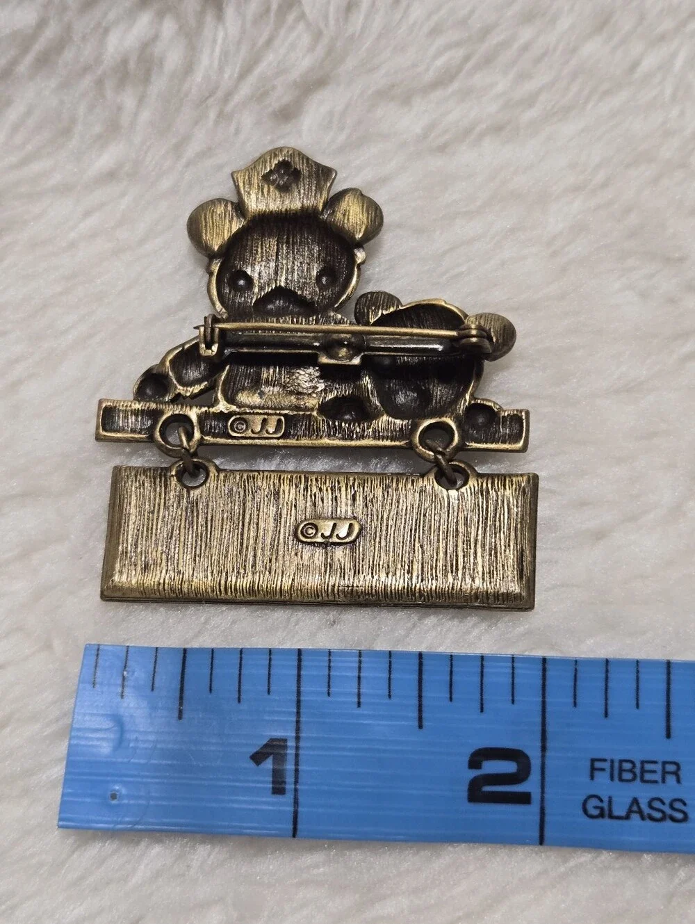 Nurses Make It All Better Bears Vintage Pewter Pin Brooch Signed JJ